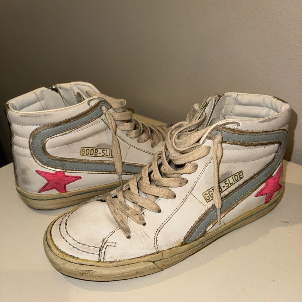 Golden Goose Women’s Slide - white with pink star